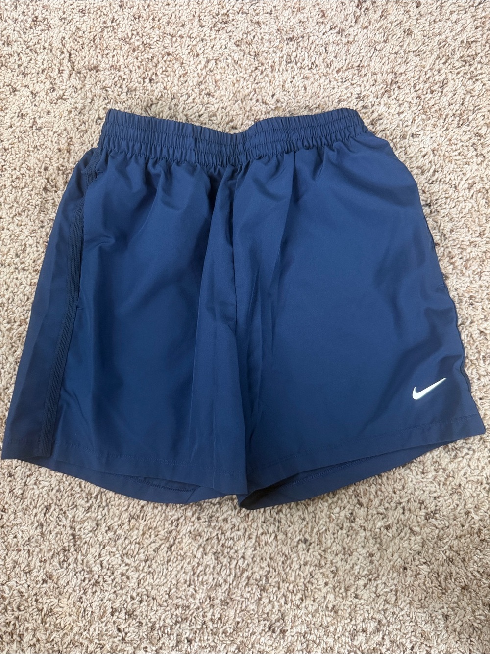 Nike Dark Blue Running Shorts with White Swoosh